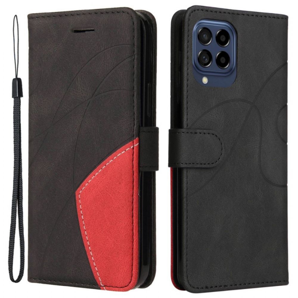 Flip Case voor Samsung Galaxy M53 5G Met Ketting Tweekleurige Riem