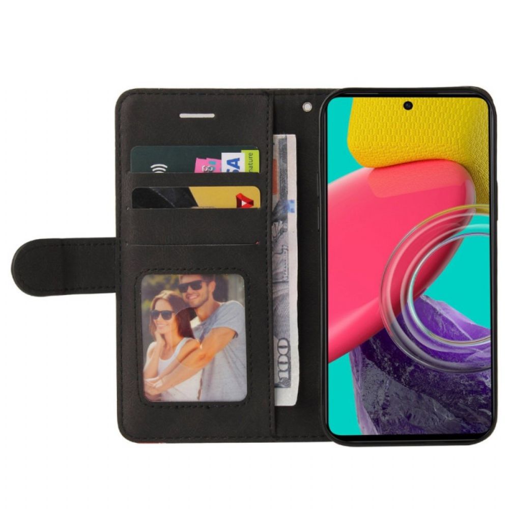 Flip Case voor Samsung Galaxy M53 5G Met Ketting Tweekleurige Riem