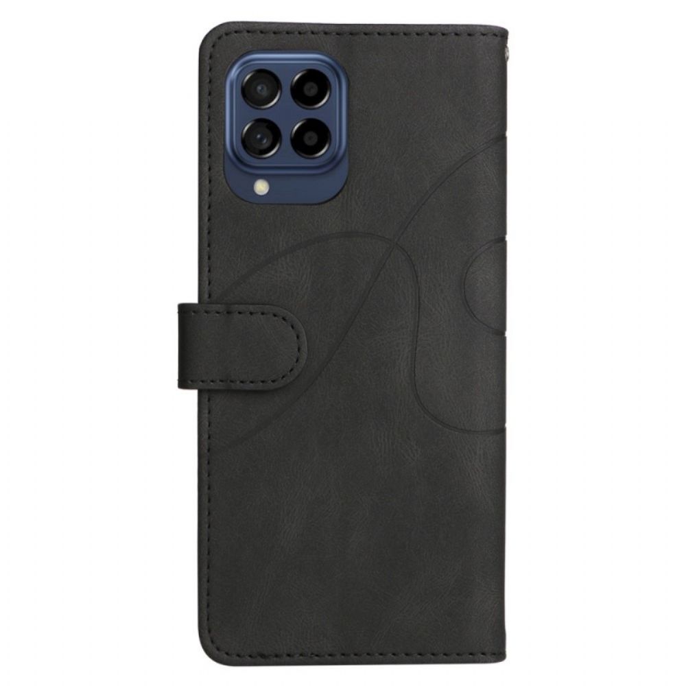 Flip Case voor Samsung Galaxy M53 5G Met Ketting Tweekleurige Riem