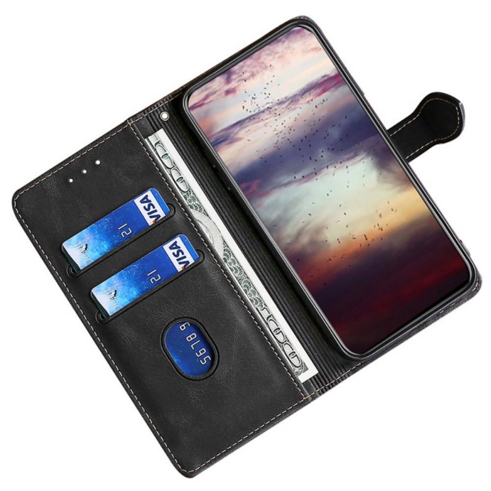 Flip Case voor Samsung Galaxy M53 5G Stijlvol Tweekleurig Kunstleer