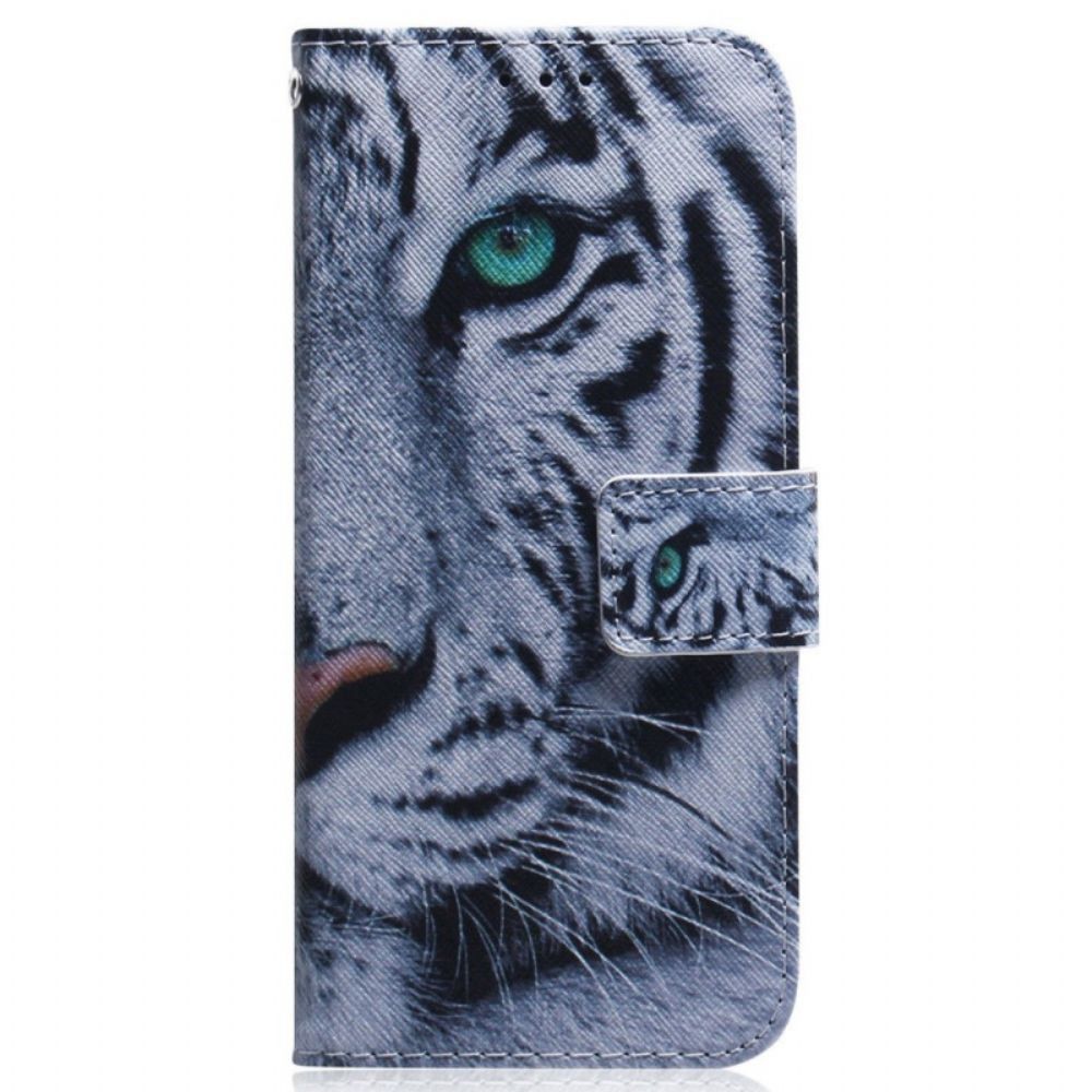 Flip Case voor Samsung Galaxy M53 5G Witte Tijger