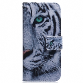 Flip Case voor Samsung Galaxy M53 5G Witte Tijger