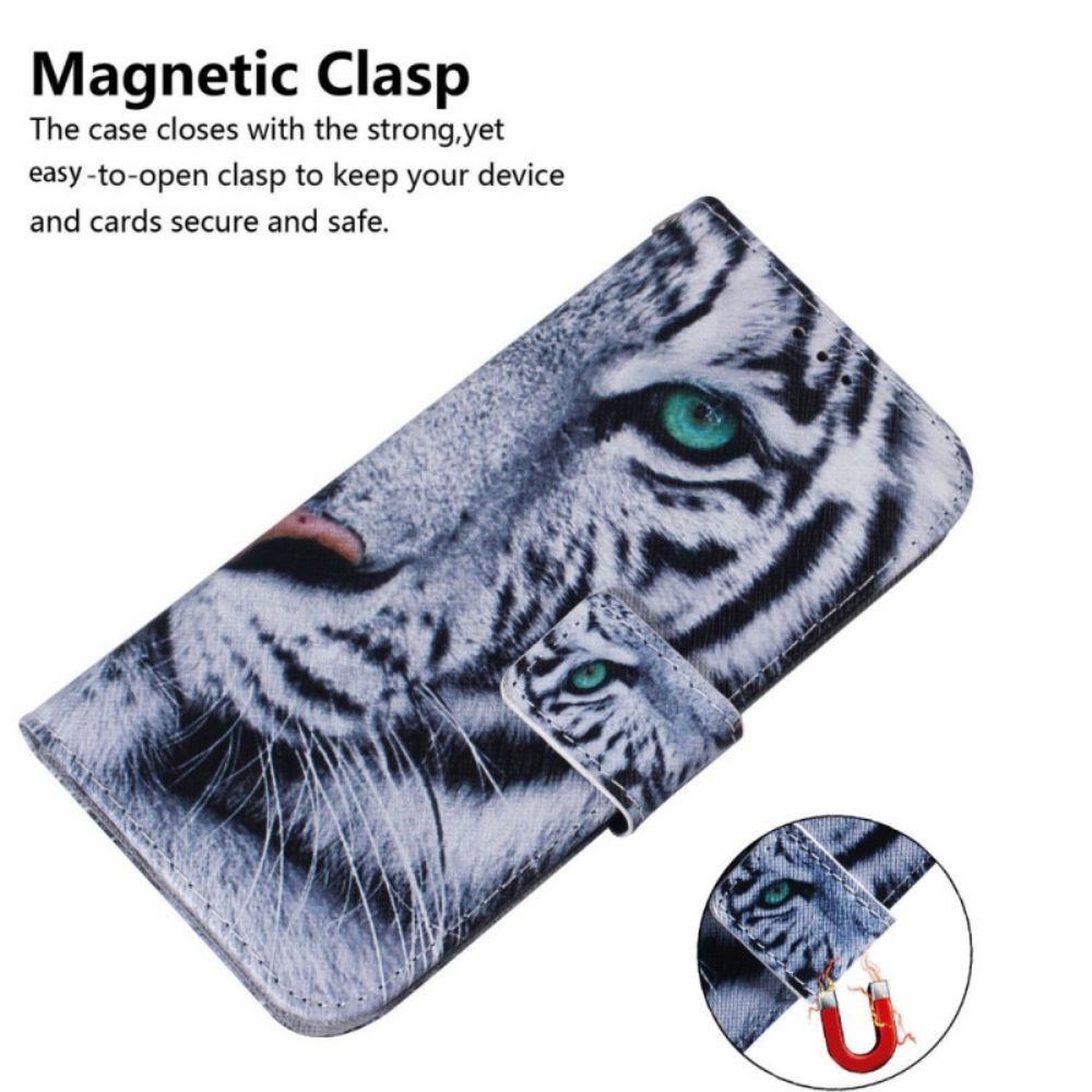 Flip Case voor Samsung Galaxy M53 5G Witte Tijger