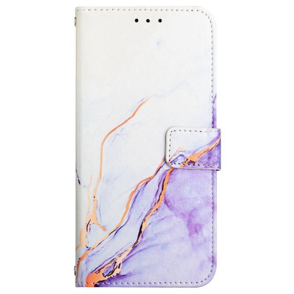 Folio-hoesje voor Samsung Galaxy M53 5G Marmer Met Riem