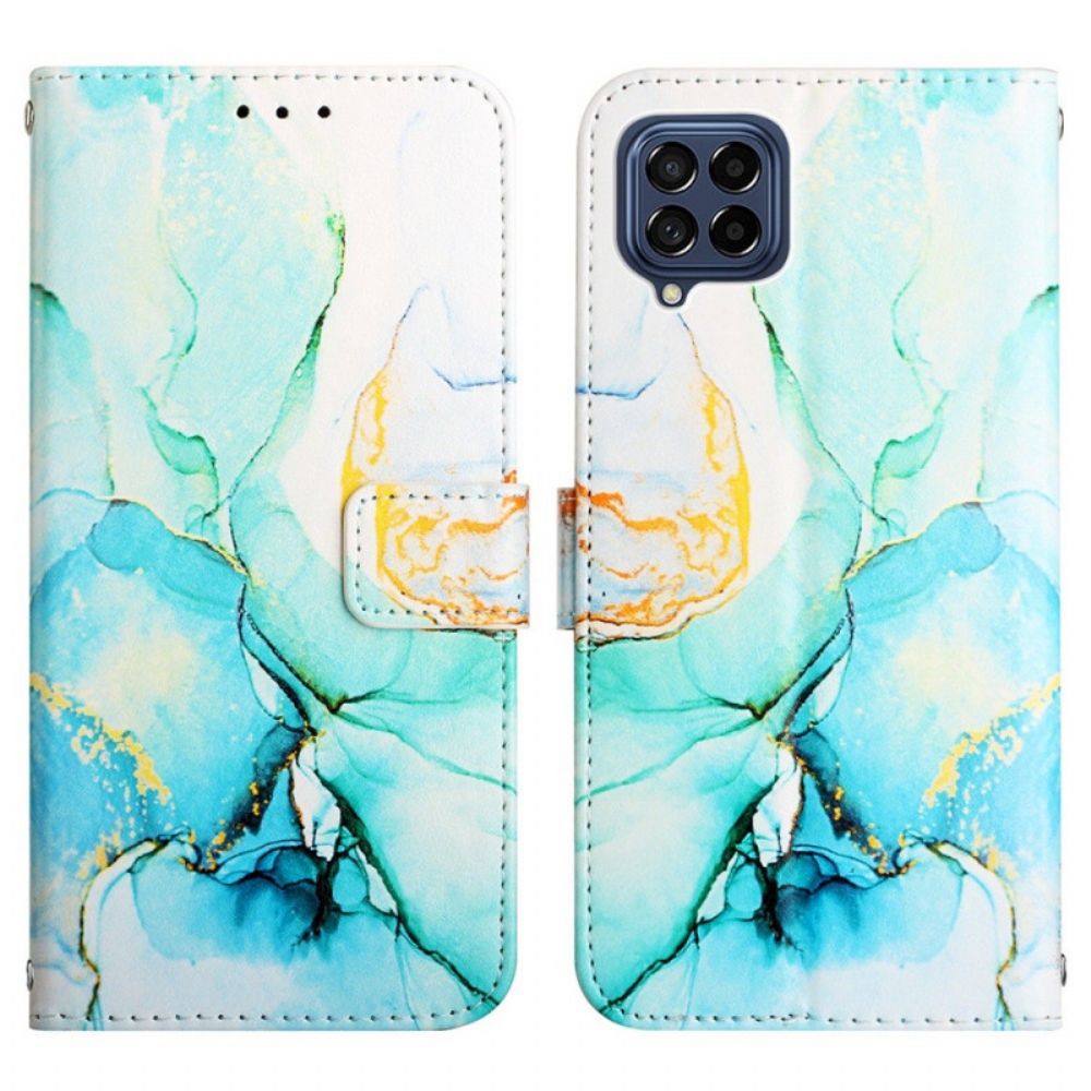 Folio-hoesje voor Samsung Galaxy M53 5G Marmer Met Riem