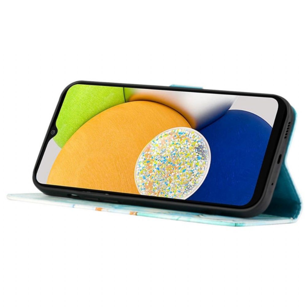 Folio-hoesje voor Samsung Galaxy M53 5G Marmer Met Riem