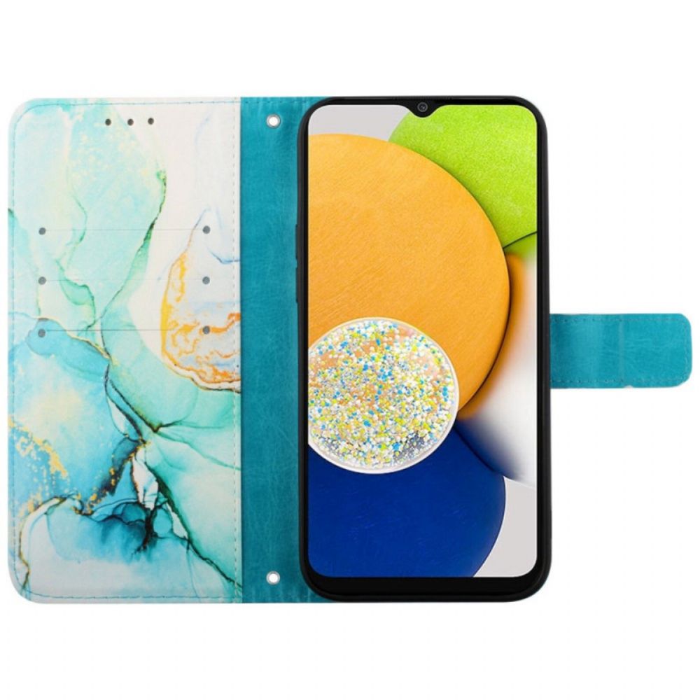 Folio-hoesje voor Samsung Galaxy M53 5G Marmer Met Riem