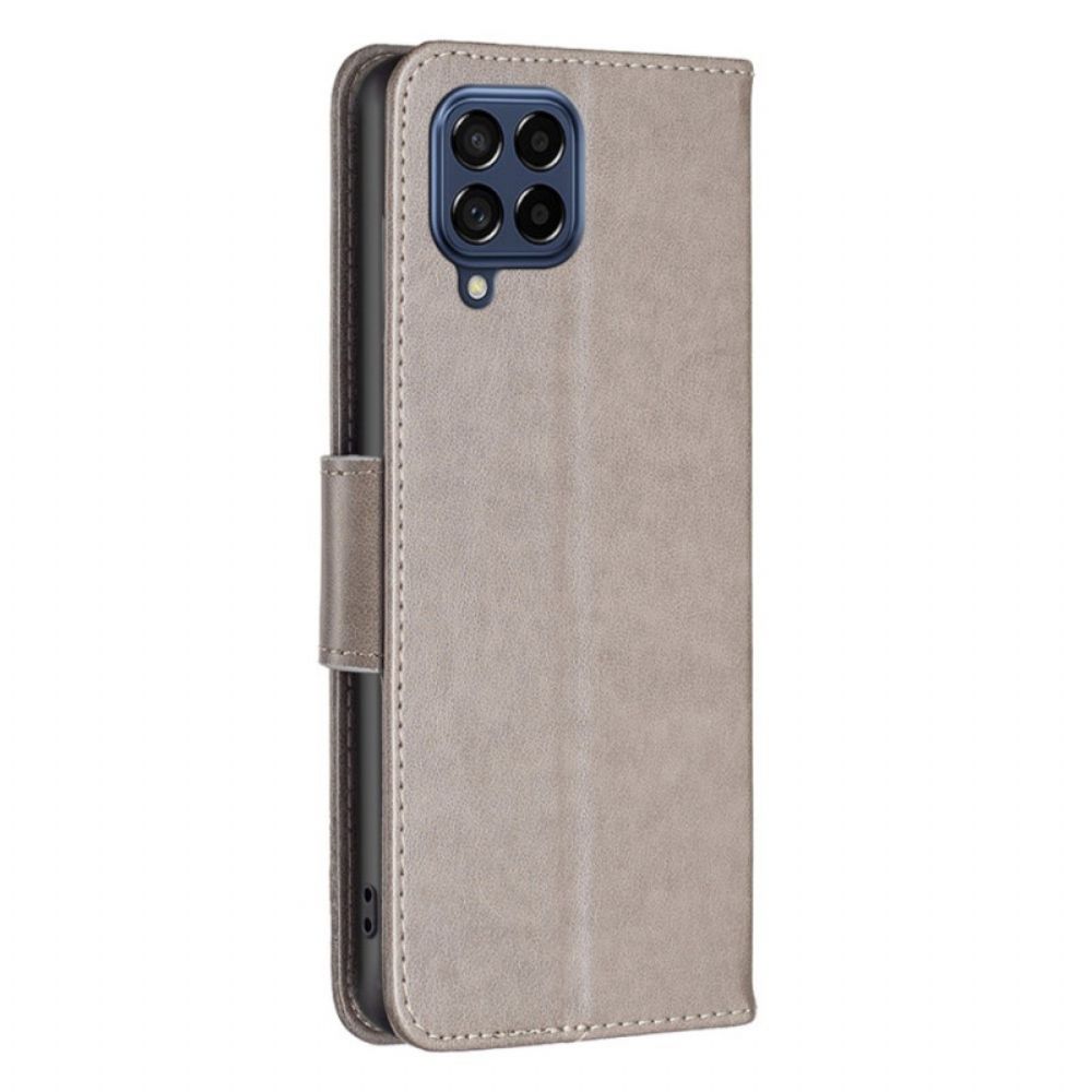 Folio-hoesje voor Samsung Galaxy M53 5G Met Ketting Bandje Met Vlinderprint