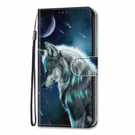 Folio-hoesje voor Samsung Galaxy M53 5G Met Ketting Gebonden Wolf