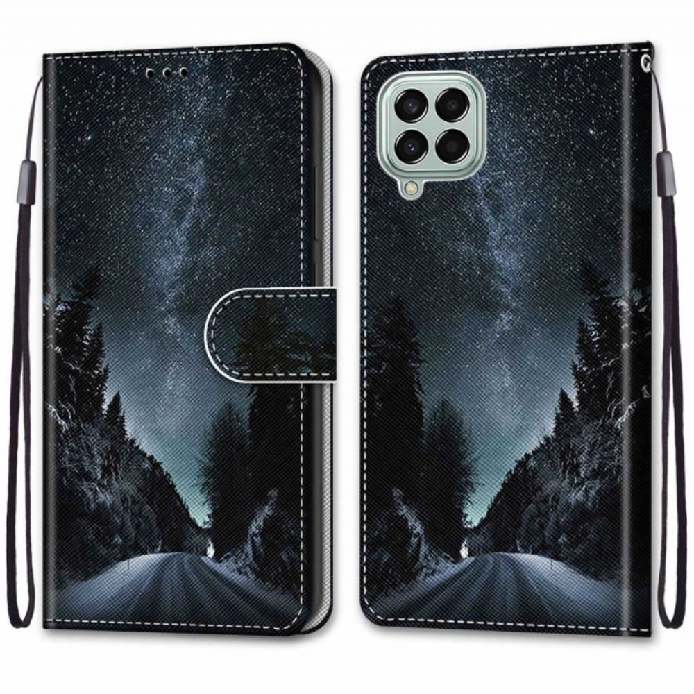 Folio-hoesje voor Samsung Galaxy M53 5G Met Ketting Landschap Band