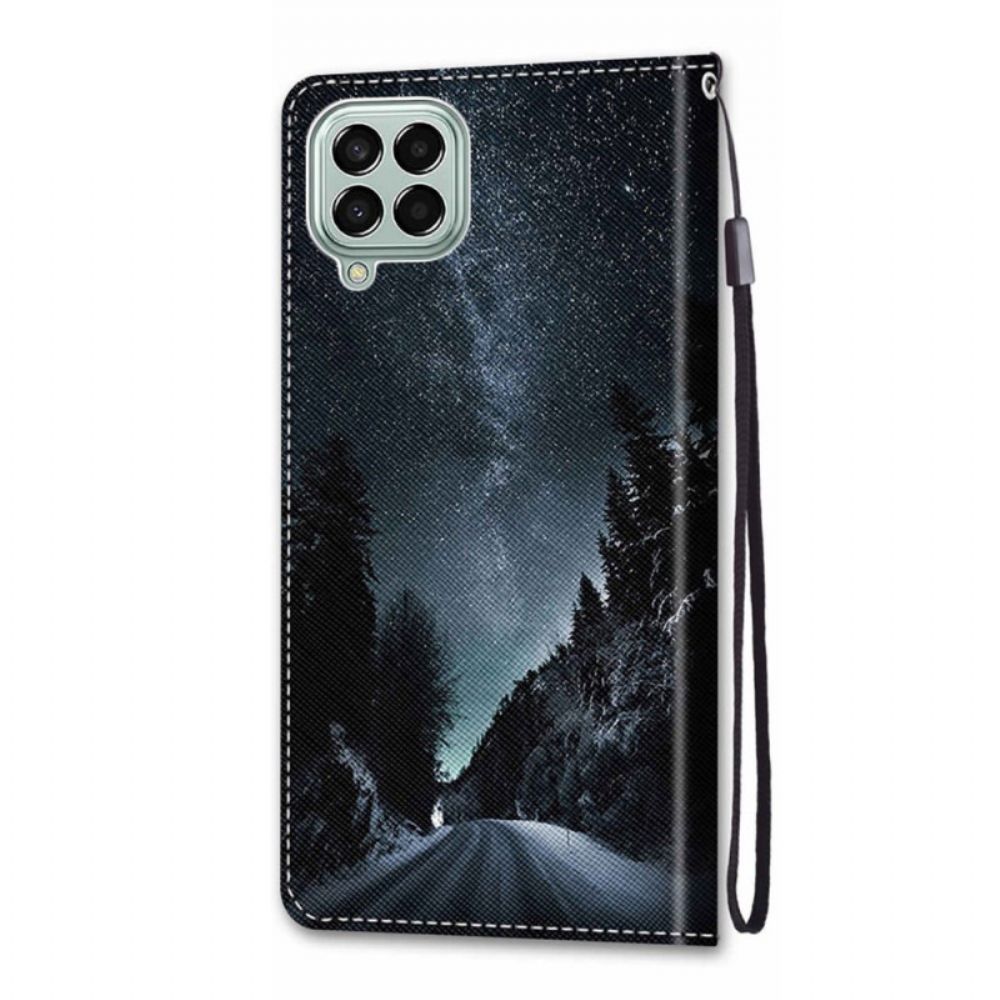 Folio-hoesje voor Samsung Galaxy M53 5G Met Ketting Landschap Band