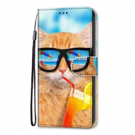 Folio-hoesje voor Samsung Galaxy M53 5G Met Ketting Sterrenriem Kat