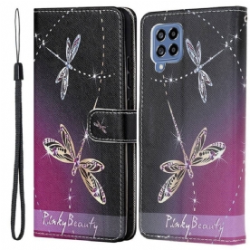 Folio-hoesje voor Samsung Galaxy M53 5G Met Ketting Thong Libellen