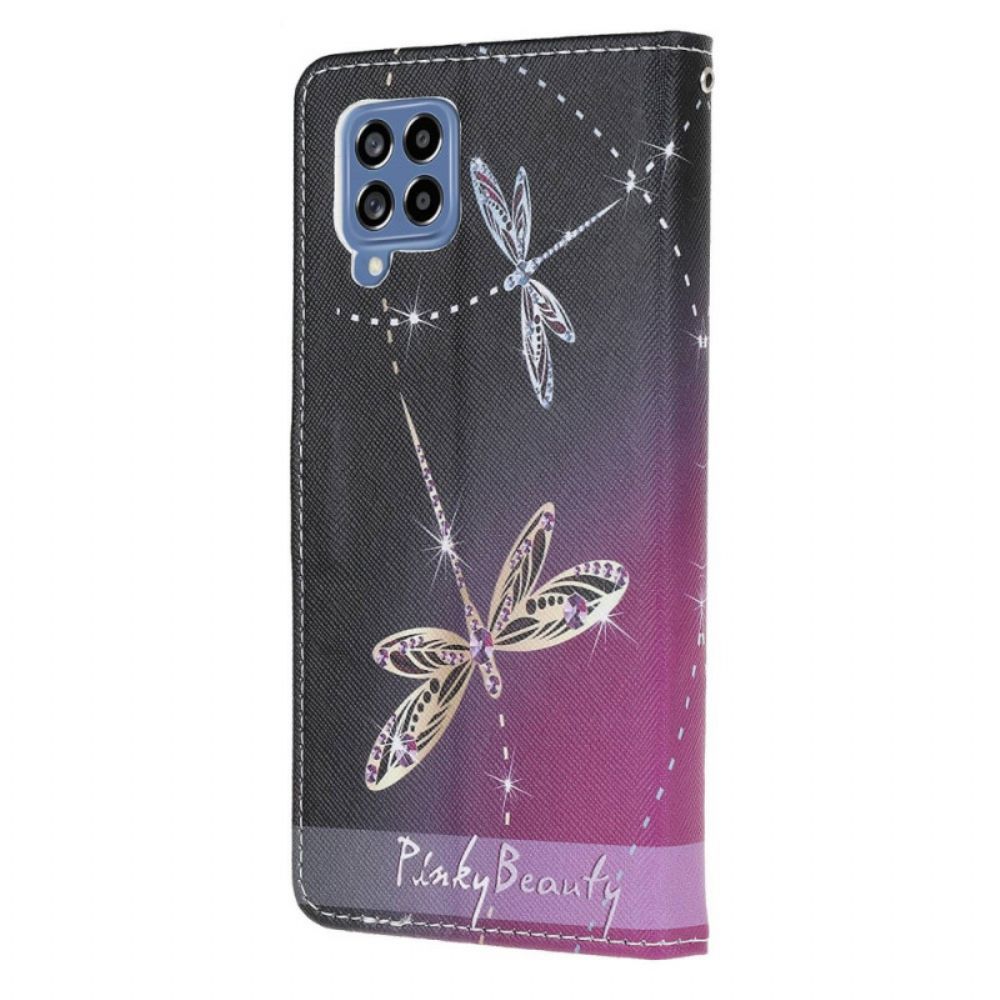 Folio-hoesje voor Samsung Galaxy M53 5G Met Ketting Thong Libellen