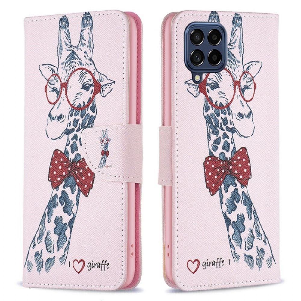 Folio-hoesje voor Samsung Galaxy M53 5G Nerdy Giraf