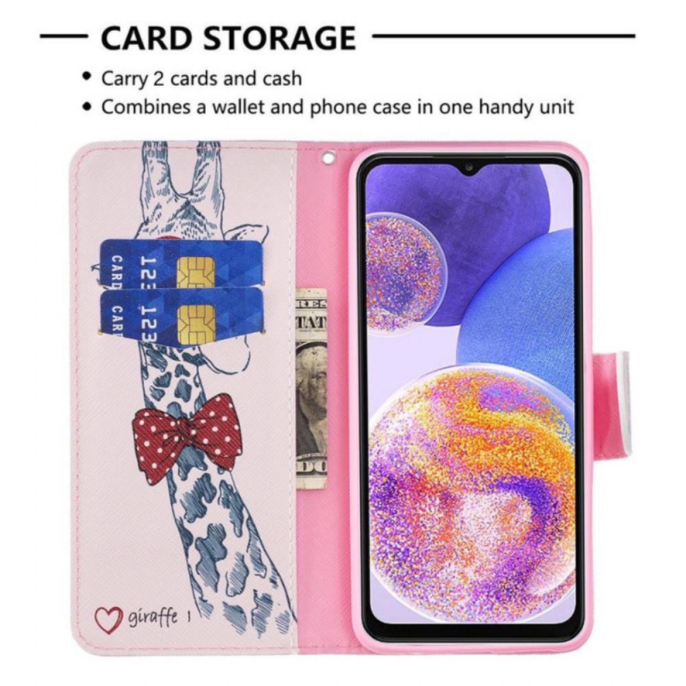 Folio-hoesje voor Samsung Galaxy M53 5G Nerdy Giraf