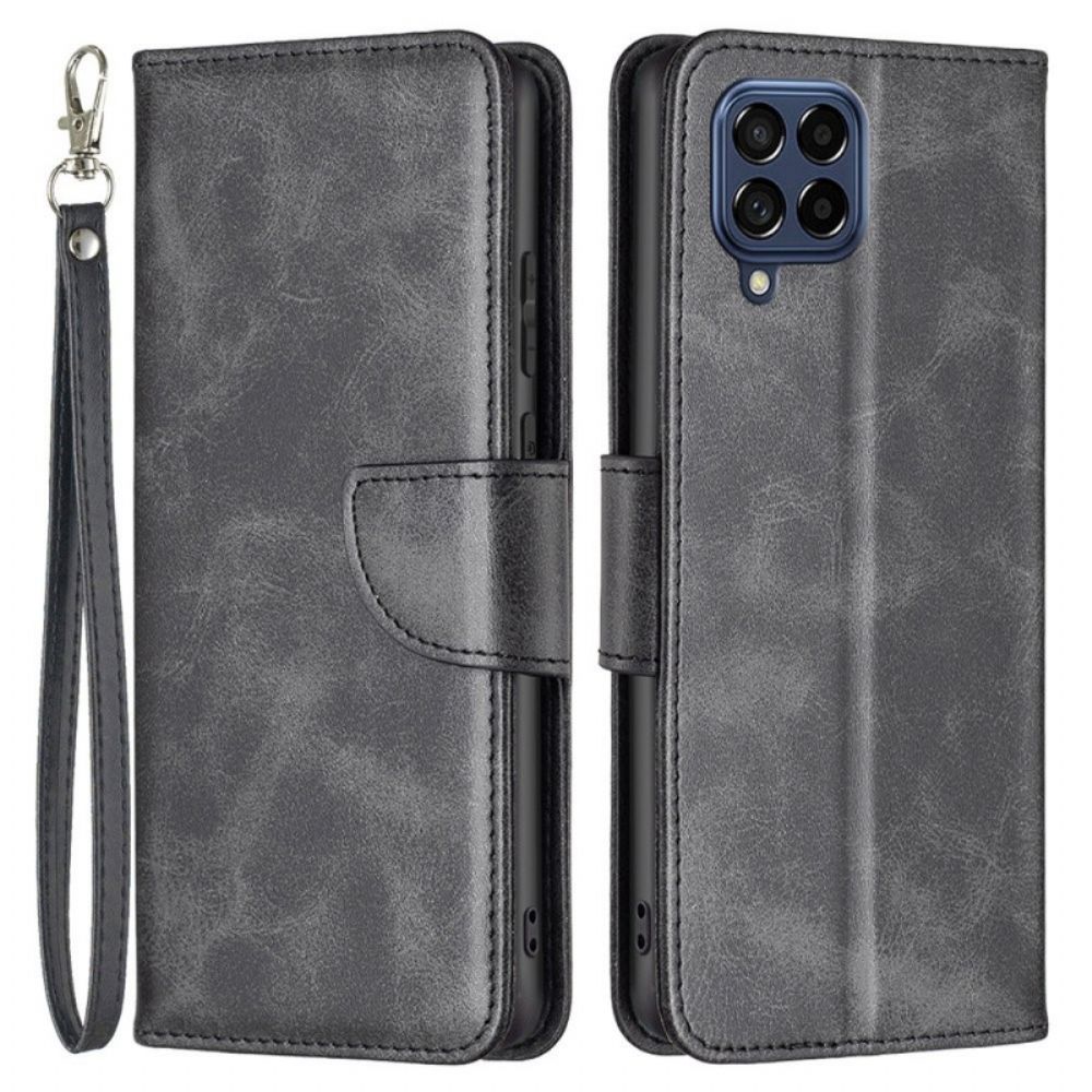 Folio-hoesje voor Samsung Galaxy M53 5G Schuine Sluiting Met Riem