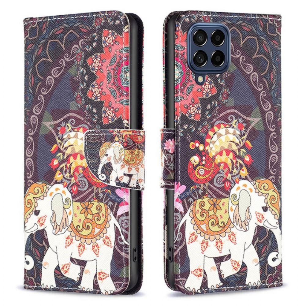 Leren Hoesje voor Samsung Galaxy M53 5G Indische Olifant