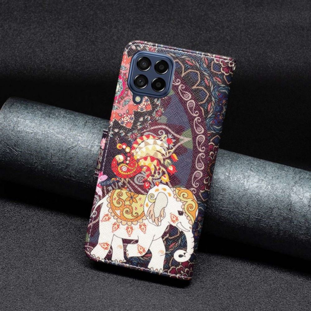 Leren Hoesje voor Samsung Galaxy M53 5G Indische Olifant