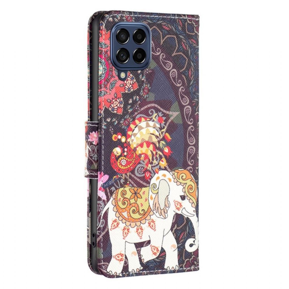 Leren Hoesje voor Samsung Galaxy M53 5G Indische Olifant