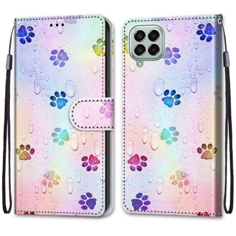 Leren Hoesje voor Samsung Galaxy M53 5G Kattensporen