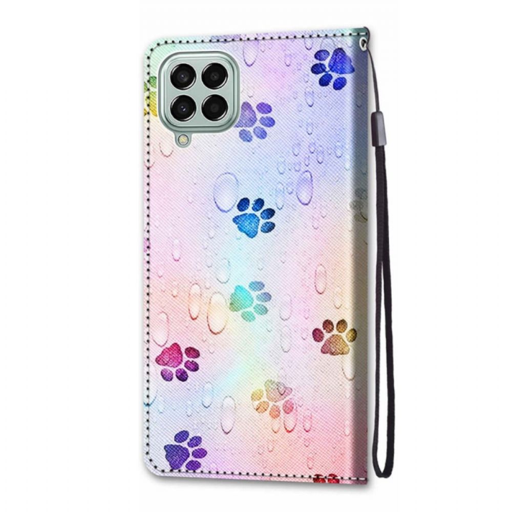 Leren Hoesje voor Samsung Galaxy M53 5G Kattensporen