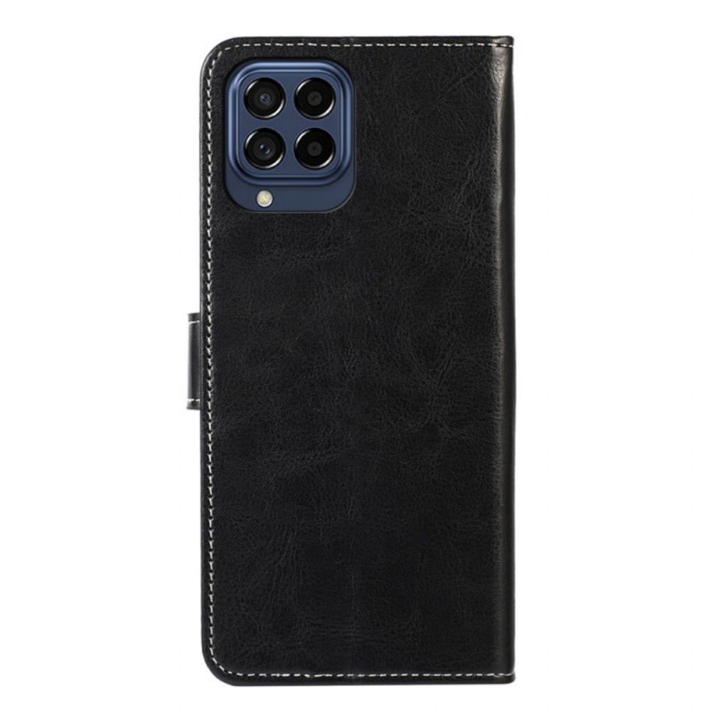 Leren Hoesje voor Samsung Galaxy M53 5G Leerstijl En Stiksels