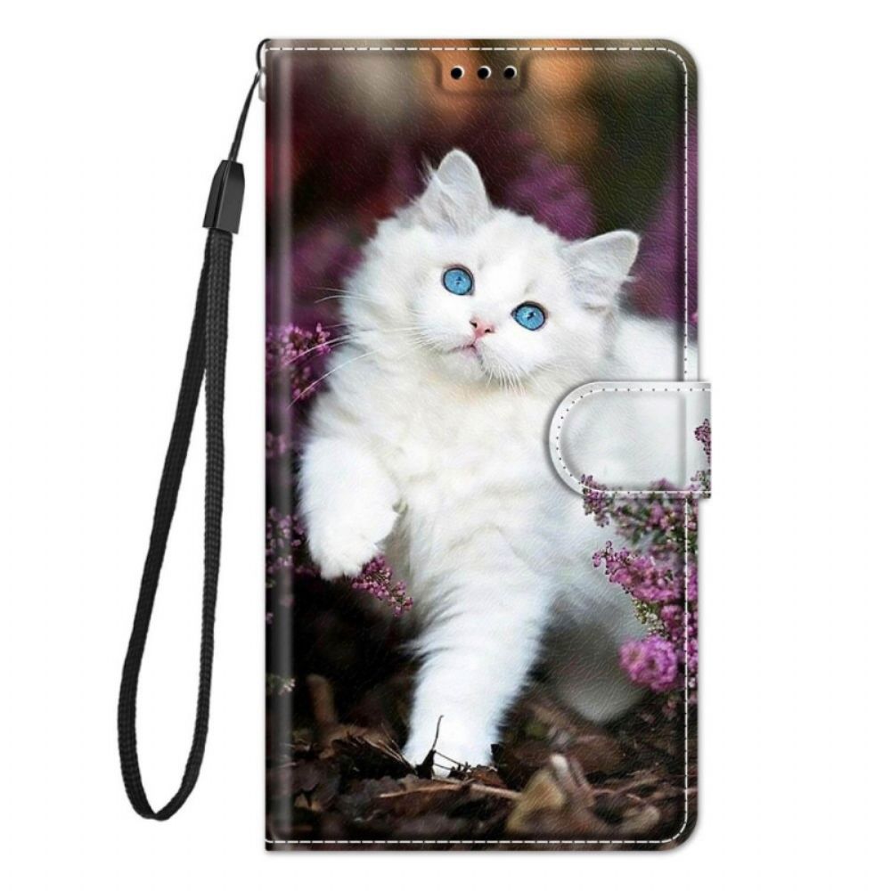 Leren Hoesje voor Samsung Galaxy M53 5G Met Ketting Thong Kat Fan