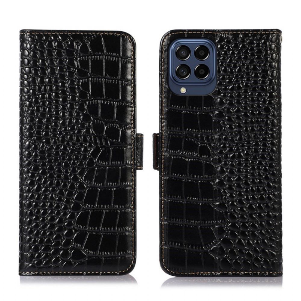 Leren Hoesje voor Samsung Galaxy M53 5G Rfid Krokodil Stijl