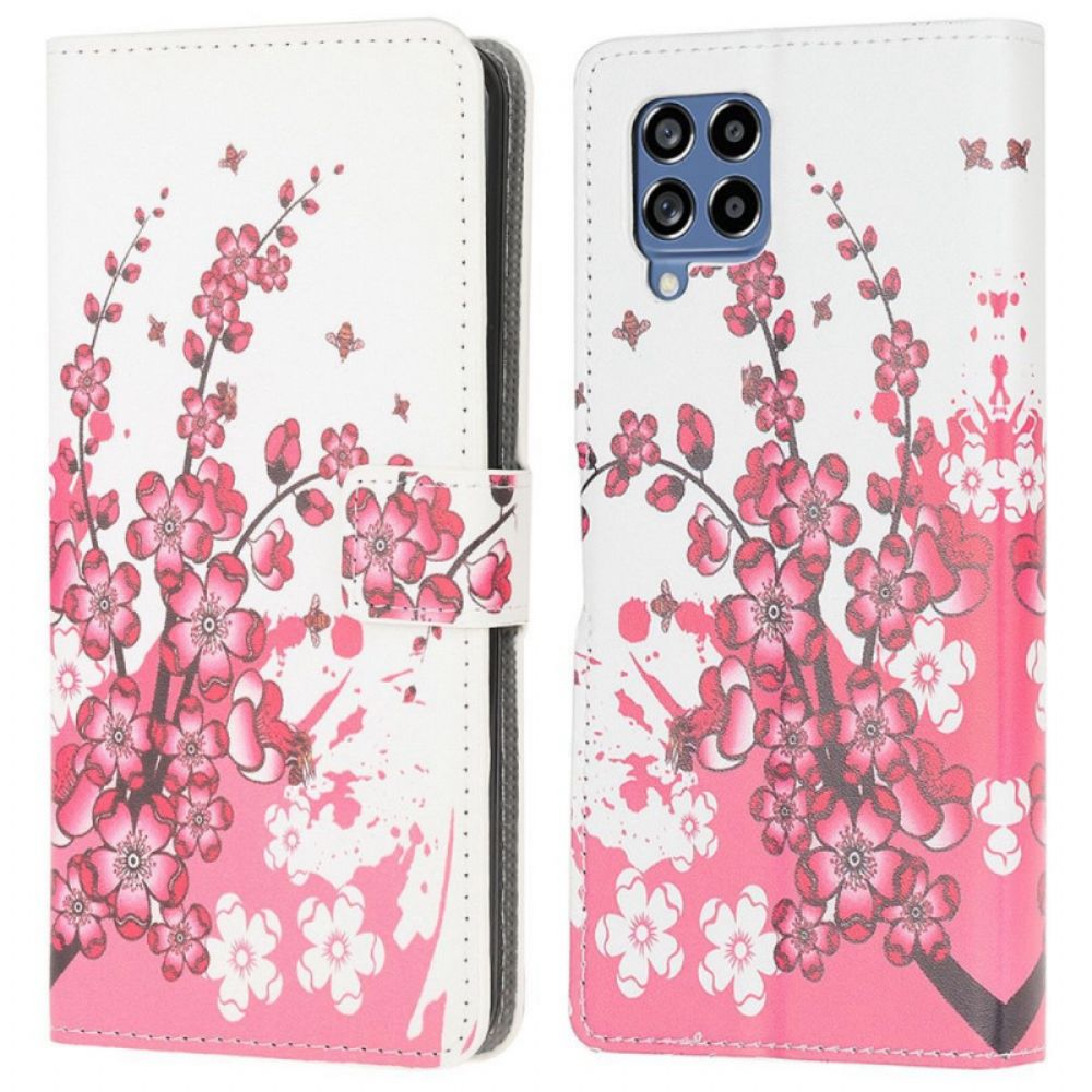 Leren Hoesje voor Samsung Galaxy M53 5G Tropische Bloemen