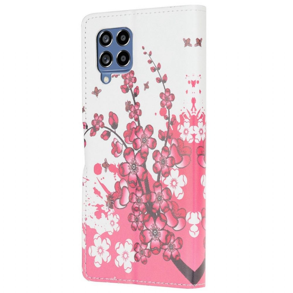 Leren Hoesje voor Samsung Galaxy M53 5G Tropische Bloemen