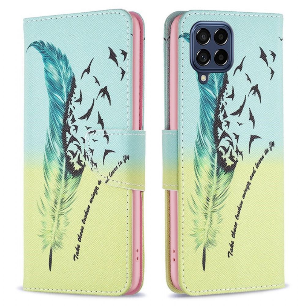 Leren Hoesje voor Samsung Galaxy M53 5G Veren