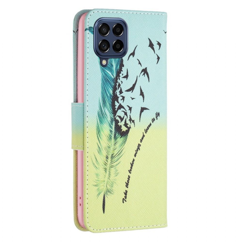 Leren Hoesje voor Samsung Galaxy M53 5G Veren