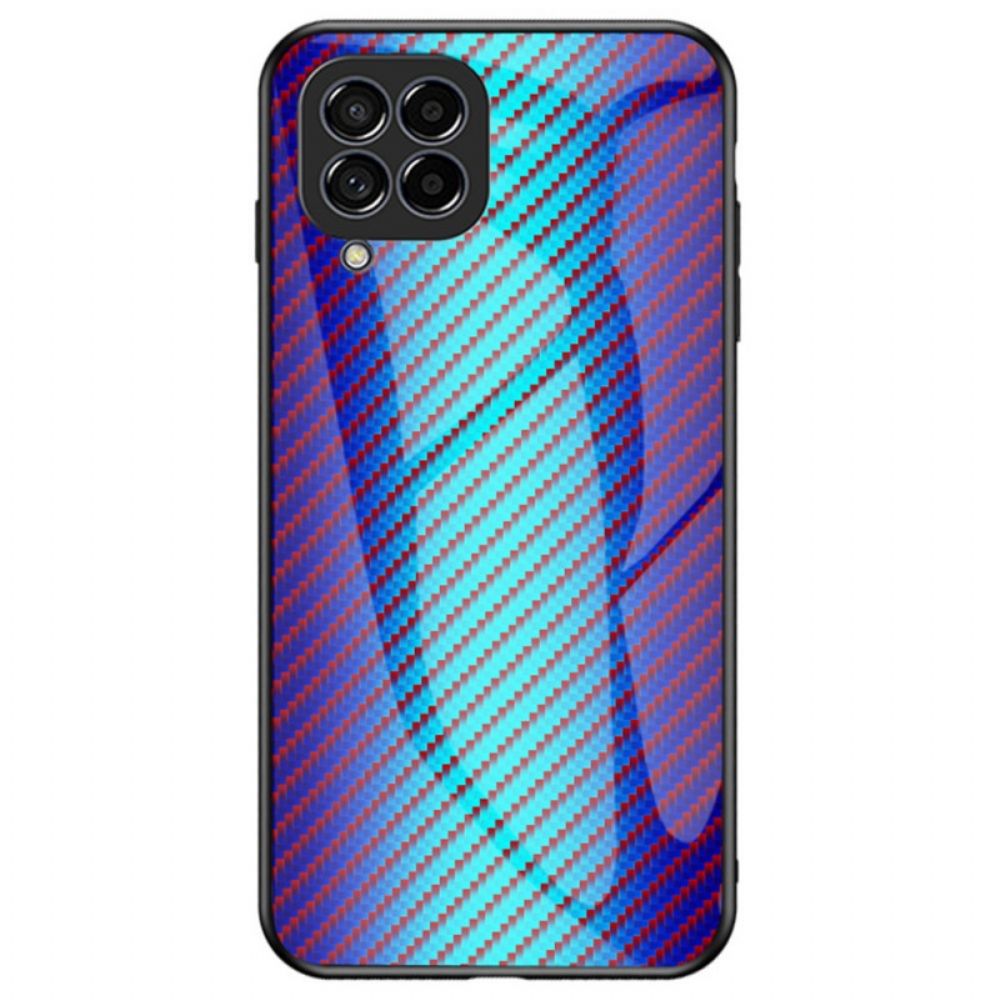 Telefoonhoesje voor Samsung Galaxy M53 5G Koolstofvezel Gehard Glas