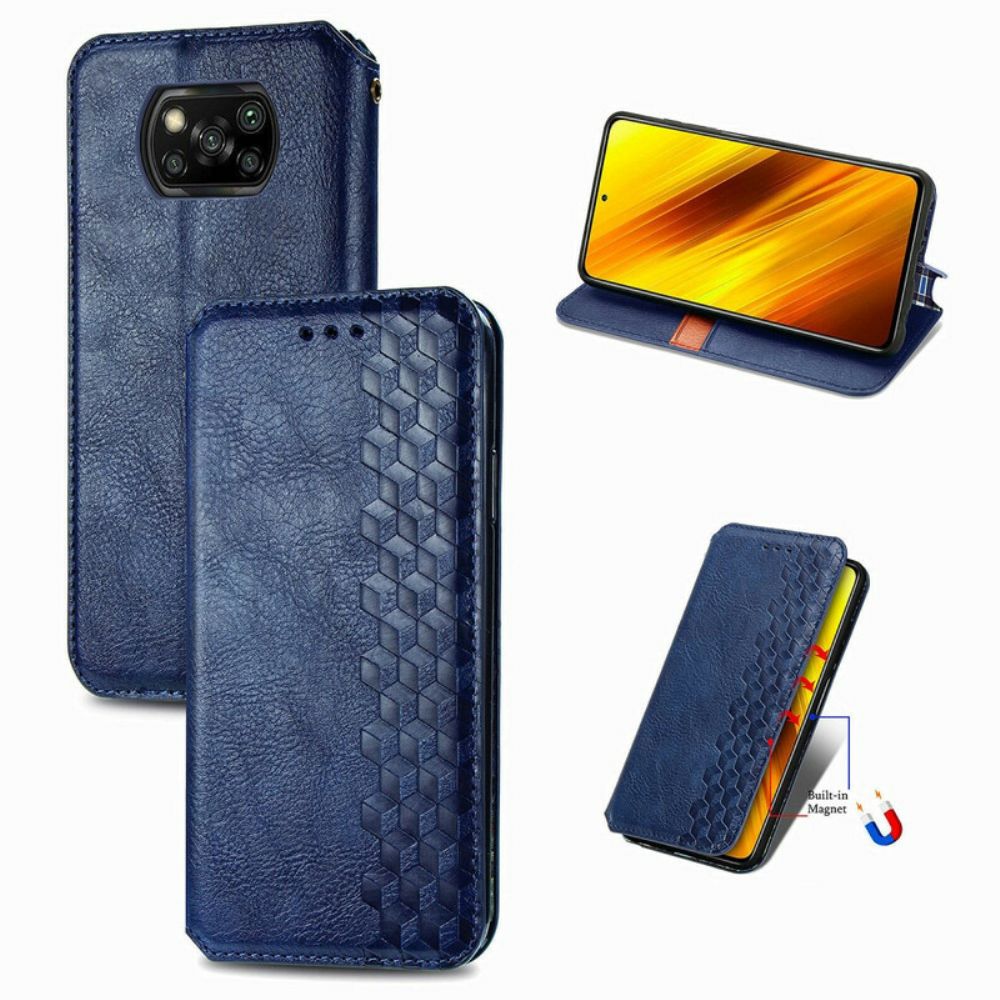 Bescherming Hoesje voor Poco X3 / X3 Pro / X3 NFC Folio-hoesje Diamant Textuur Leereffect