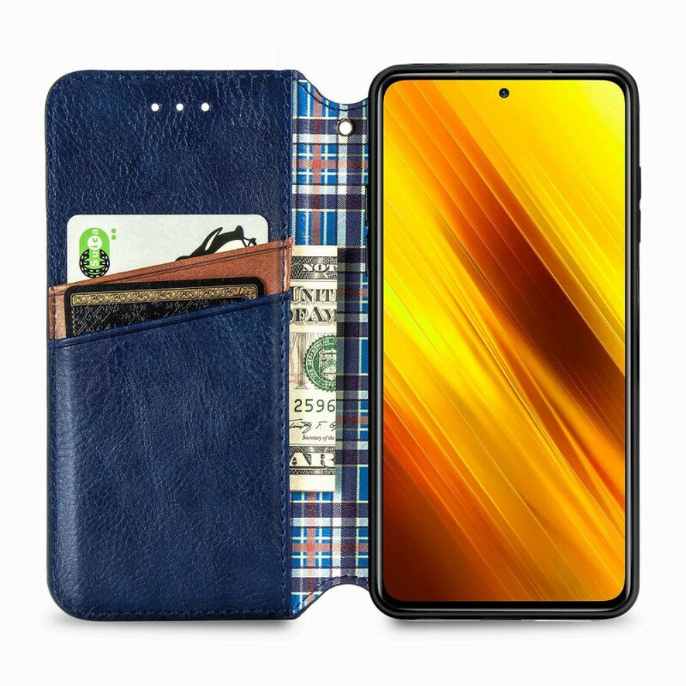 Bescherming Hoesje voor Poco X3 / X3 Pro / X3 NFC Folio-hoesje Diamant Textuur Leereffect