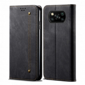 Bescherming Hoesje voor Poco X3 / X3 Pro / X3 NFC Folio-hoesje Imitatieleer Jeanstextuur