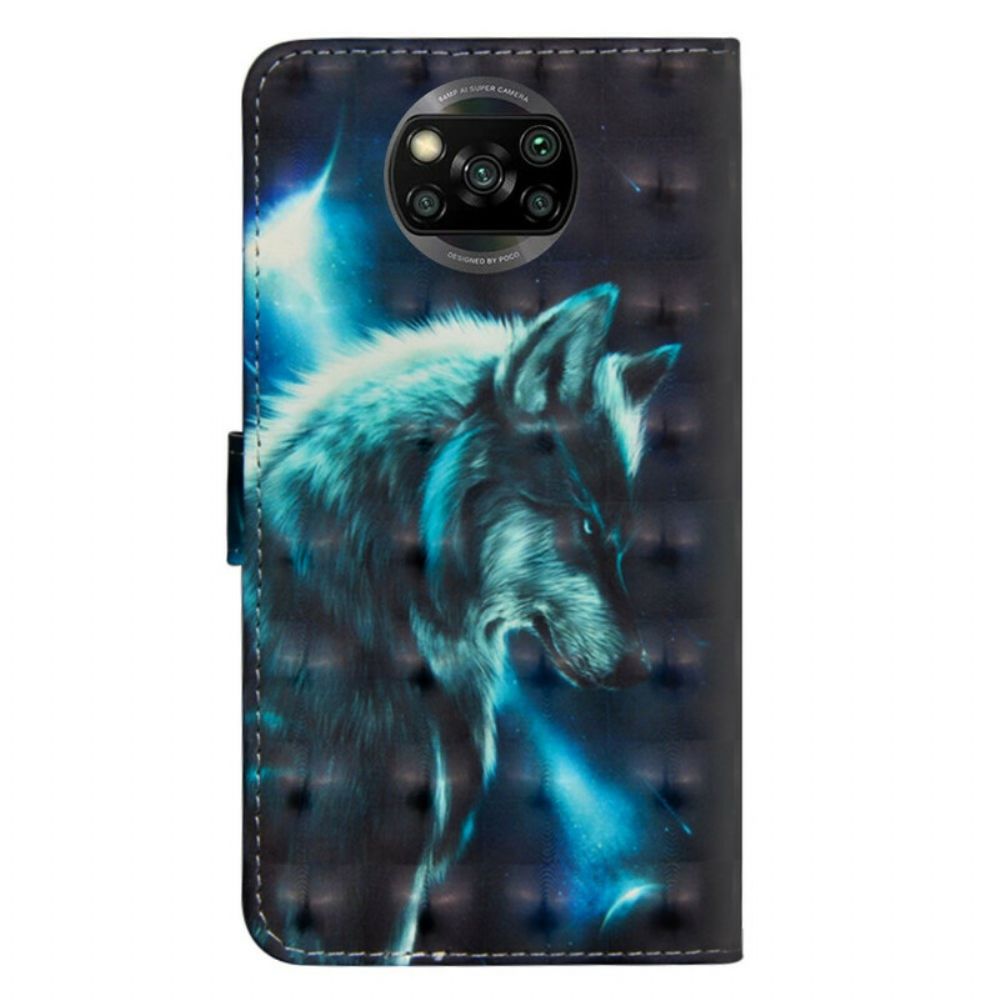 Flip Case voor Poco X3 / X3 Pro / X3 NFC Majestueuze Wolf