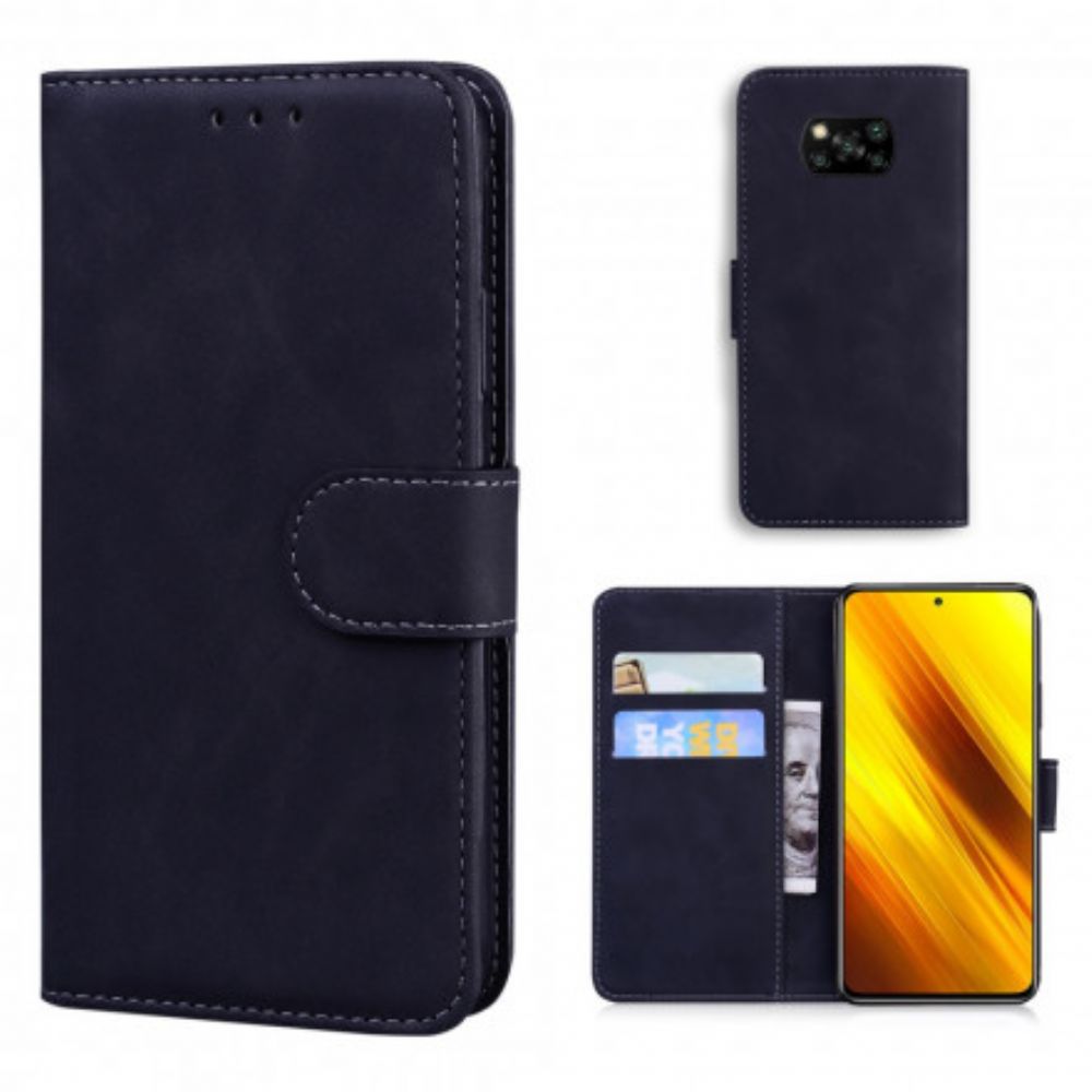 Flip Case voor Poco X3 / X3 Pro / X3 NFC Zwart Leereffect