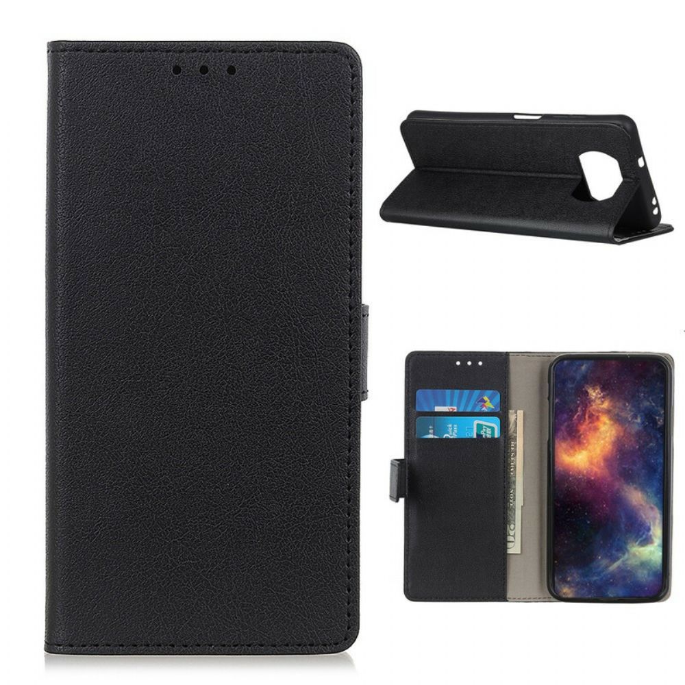 Folio-hoesje voor Poco X3 / X3 Pro / X3 NFC Eenvoudig Glanzend Leereffect