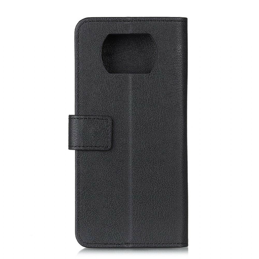 Folio-hoesje voor Poco X3 / X3 Pro / X3 NFC Eenvoudig Glanzend Leereffect