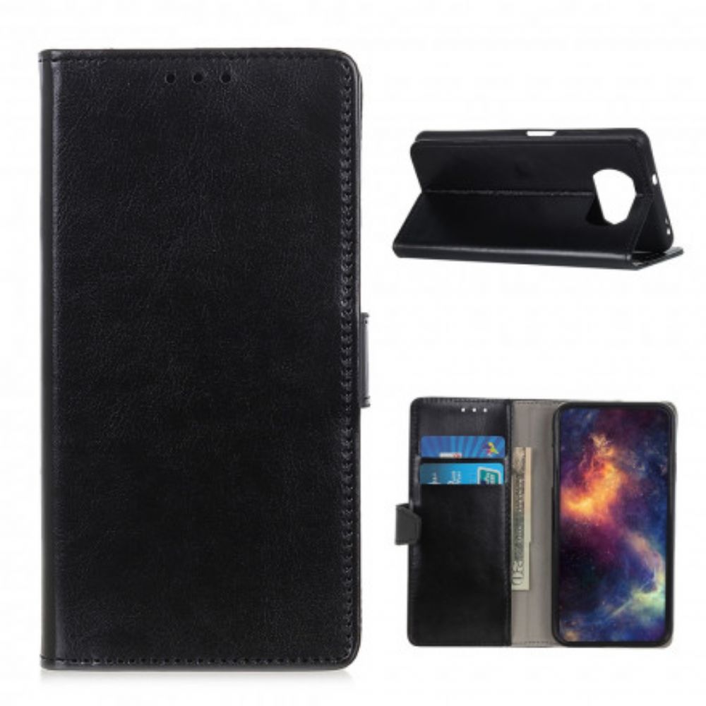 Folio-hoesje voor Poco X3 / X3 Pro / X3 NFC Eenvoudig Glanzend Leereffect