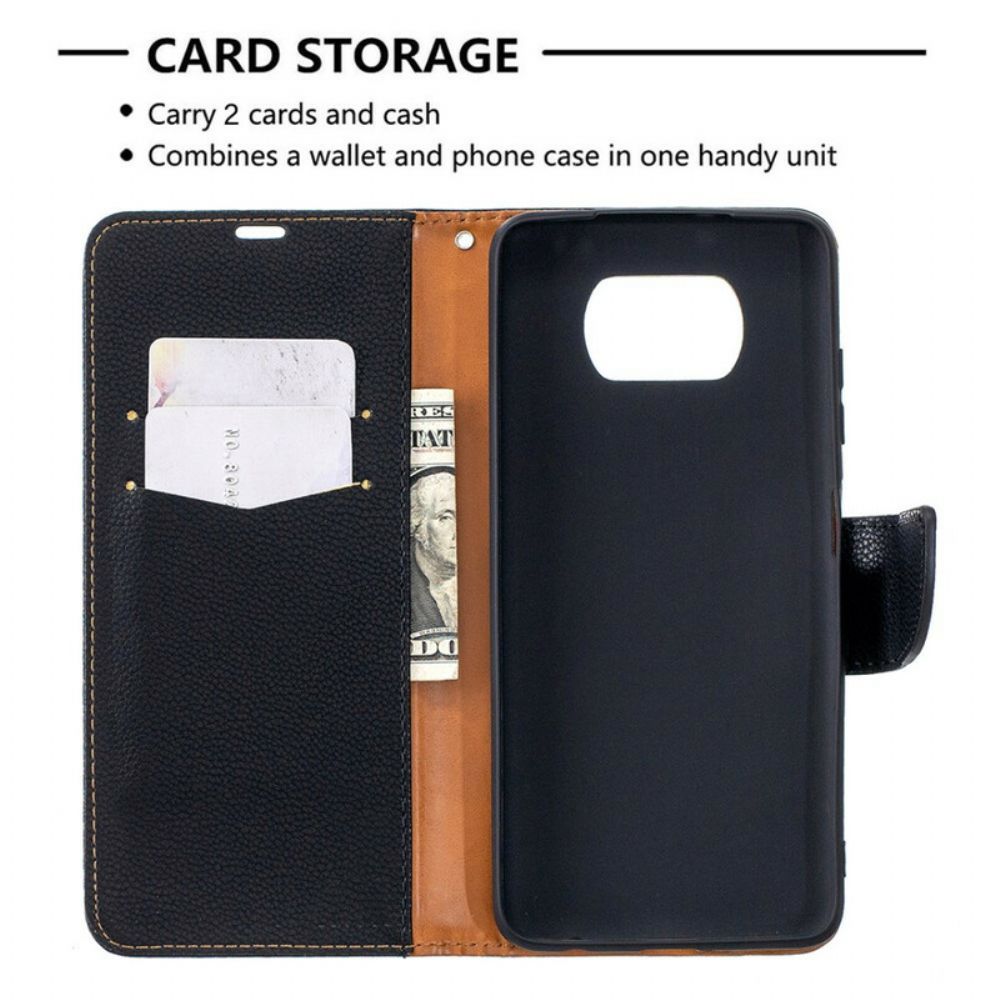 Folio-hoesje voor Poco X3 / X3 Pro / X3 NFC Flip Case Litchi Flap Schuin