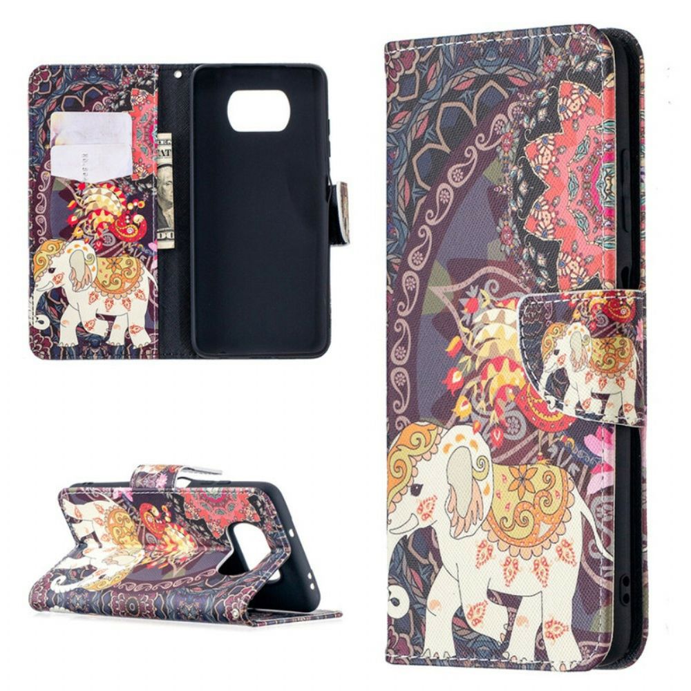 Folio-hoesje voor Poco X3 / X3 Pro / X3 NFC Indiase Olifanten