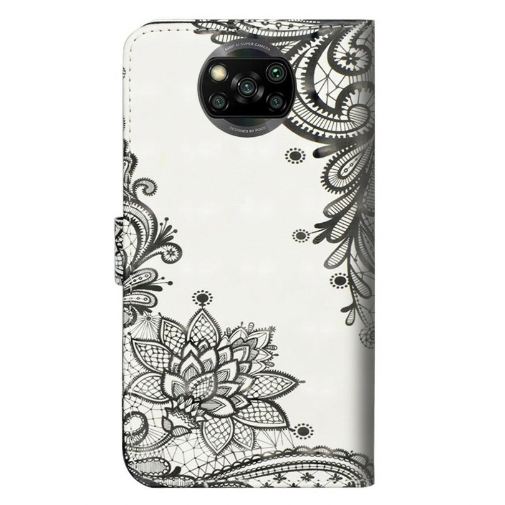 Folio-hoesje voor Poco X3 / X3 Pro / X3 NFC Kant Bloemen