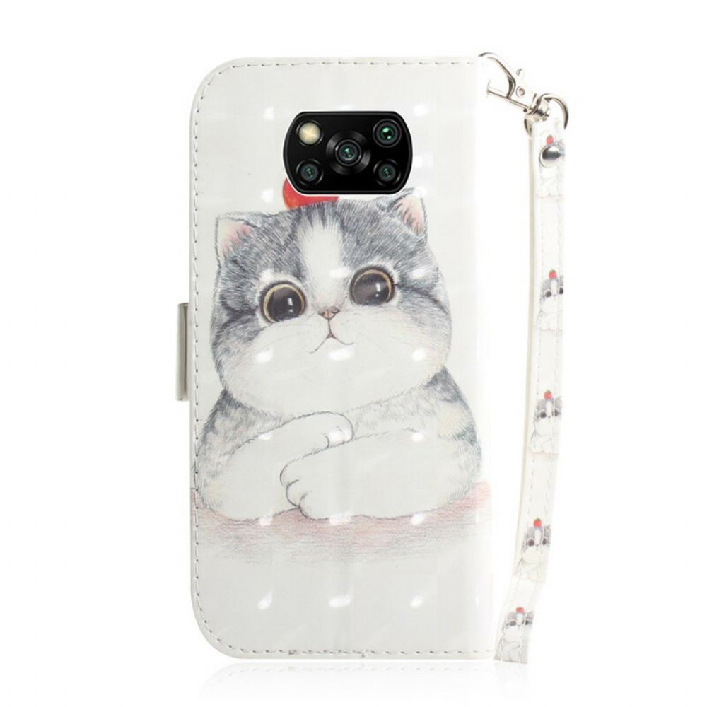 Folio-hoesje voor Poco X3 / X3 Pro / X3 NFC Met Ketting Tomaat Op De String Cat