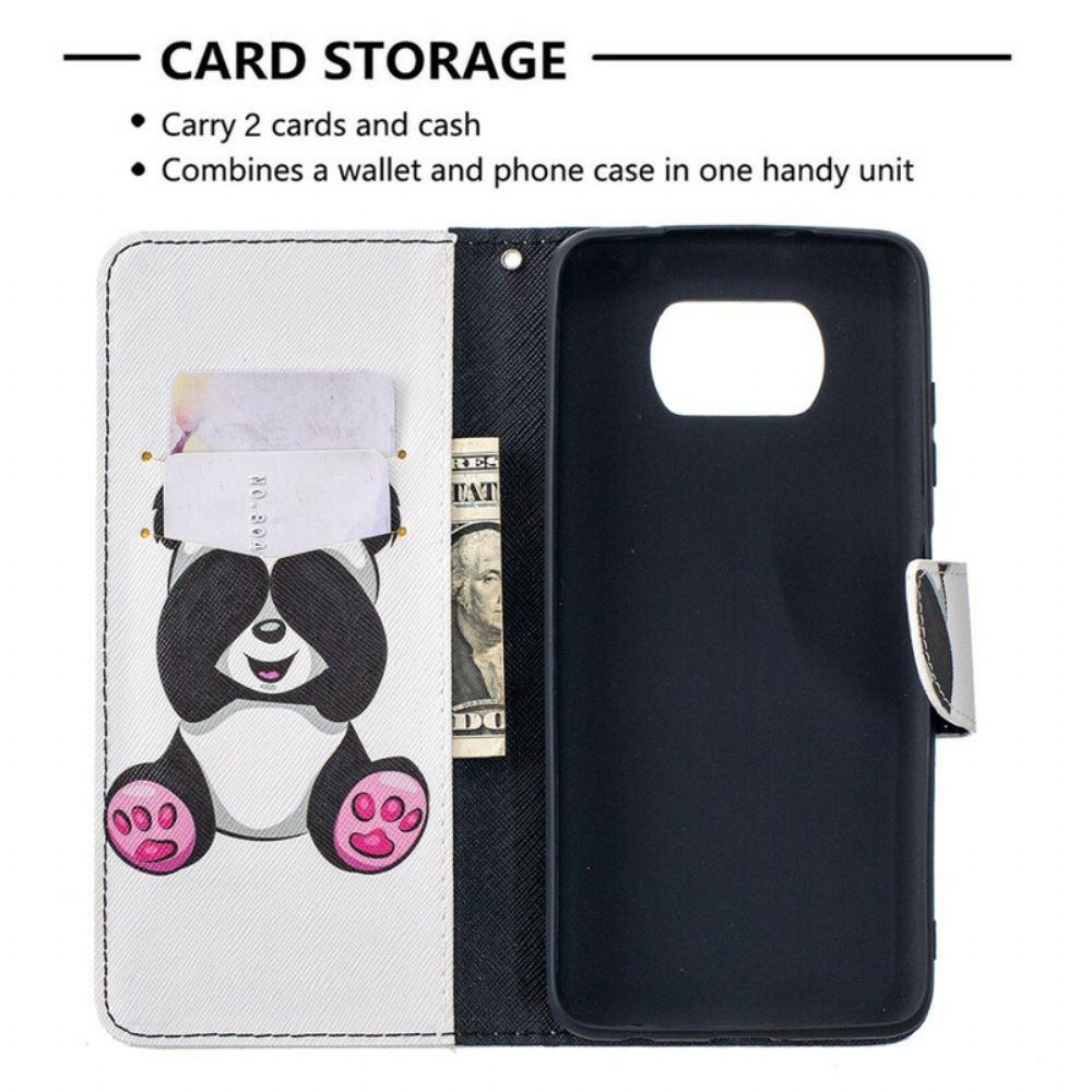 Folio-hoesje voor Poco X3 / X3 Pro / X3 NFC Panda Plezier