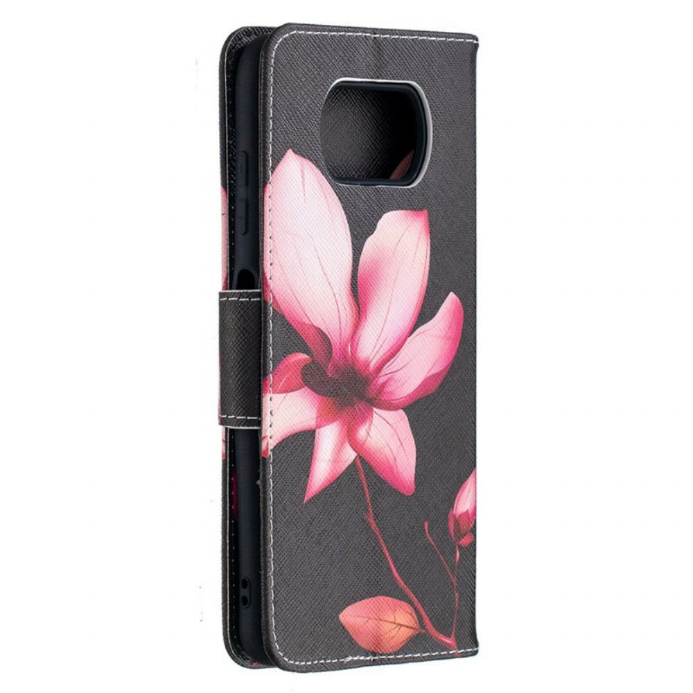 Folio-hoesje voor Poco X3 / X3 Pro / X3 NFC Roze Bloem