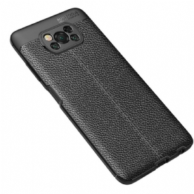 Hoesje voor Poco X3 / X3 Pro / X3 NFC Dubbele Lijn Litchi Leder Effect