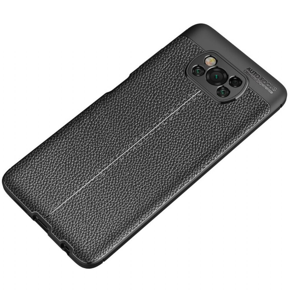 Hoesje voor Poco X3 / X3 Pro / X3 NFC Dubbele Lijn Litchi Leder Effect